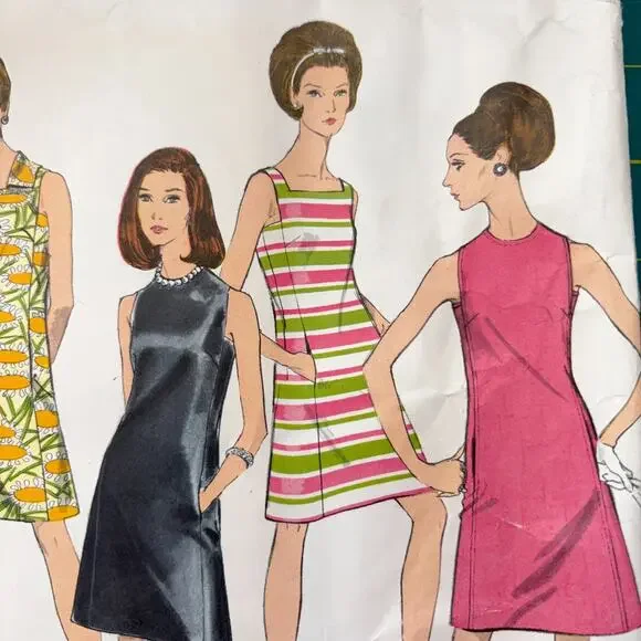 Vogue Easy To Make Basic Dress #1756 Size 16 Vintage Pattern 1960s Retro MCM - Picture 3 of 7